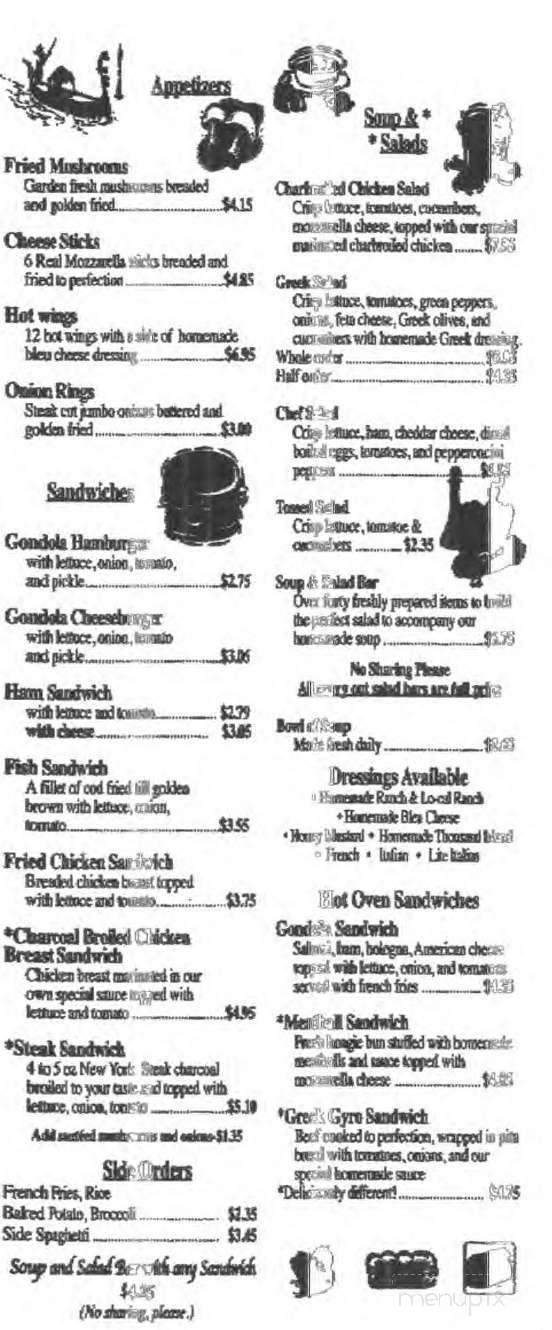 Gondola Pizza House - Crossville, TN menu_pic