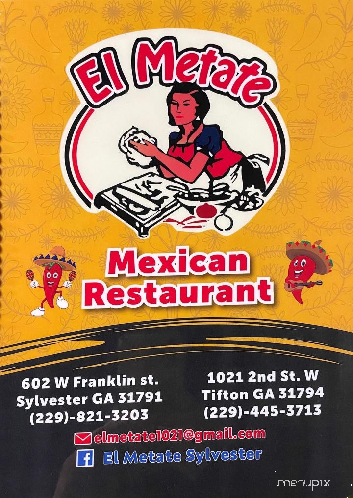 El Metate Mexican - Tifton, GA menu_pic
