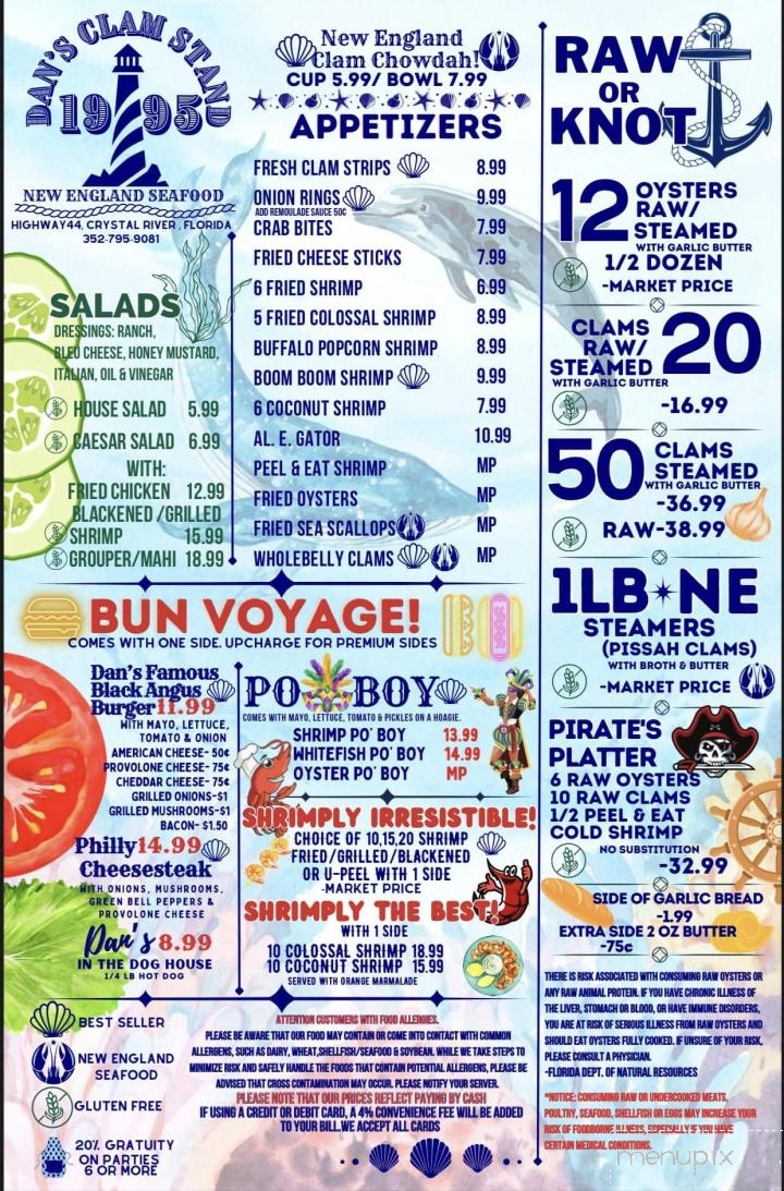 Dan's Clam Stand - Crystal River, FL menu_pic