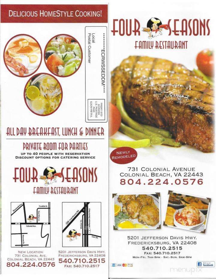 The Four Seasons Family Restaurant - Colonial Beach, VA menu_pic