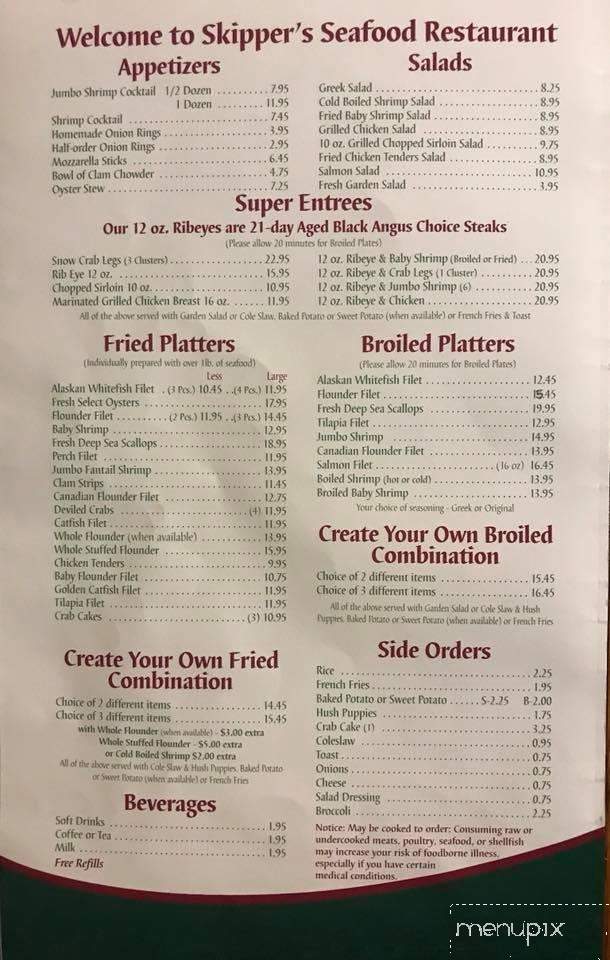 Skipper's Seafood Restaurant - Thomasville, NC menu_pic