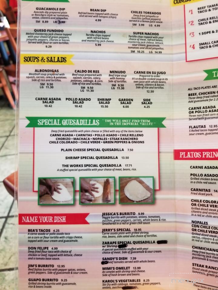 El Zarape - Imperial, CA menu_pic