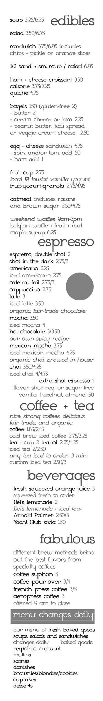 Small Point Cafe - Providence, RI menu_pic
