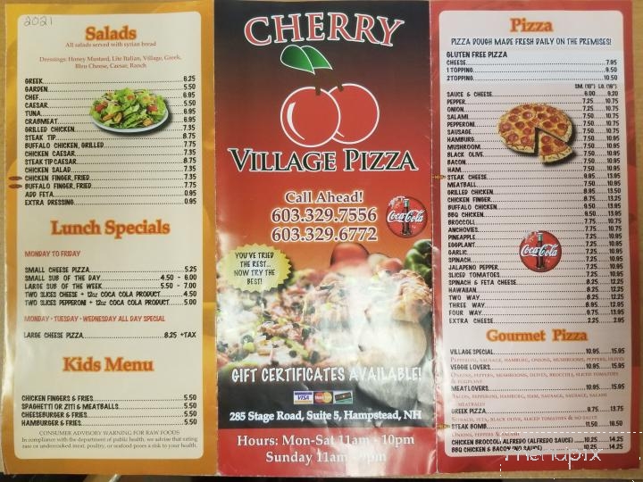 Cherry Village Pizza Restaurant - Hampstead, NH menu_pic