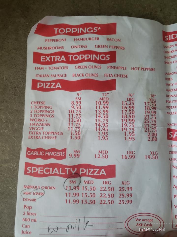 Pronto Pizza - Wolfville, NS menu_pic