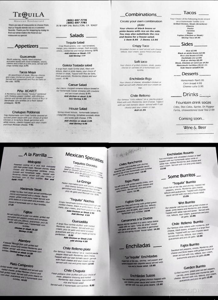 Tequila Mexican Restaurant - Buellton, CA menu_pic