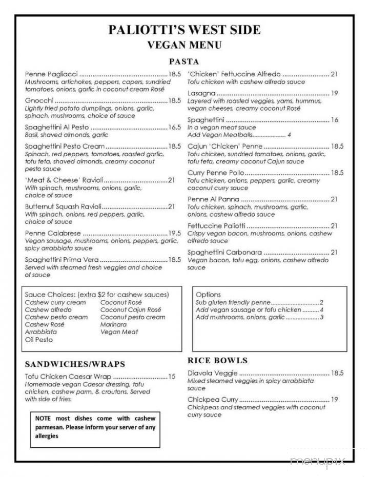 Paliottis Westside - Maple Ridge, BC menu_pic