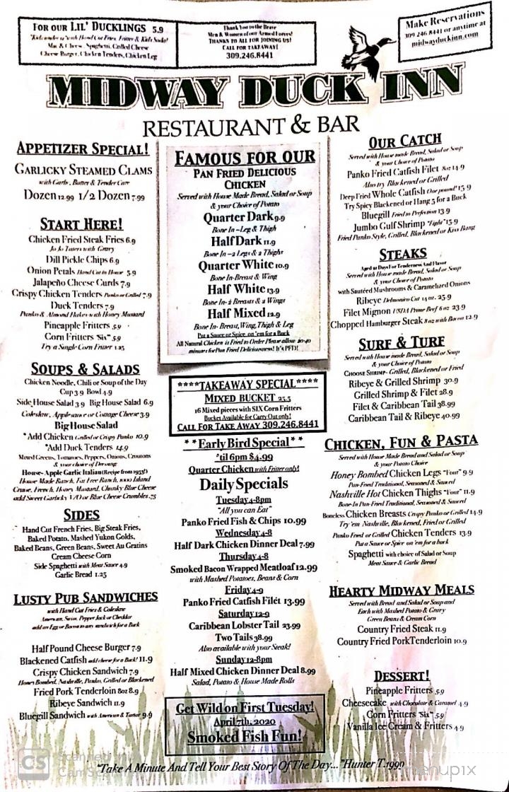 Midway Duck Inn - Lowpoint, IL menu_pic