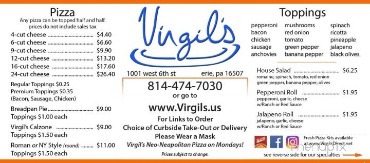 Virgil's Plate - Erie, PA menu_pic