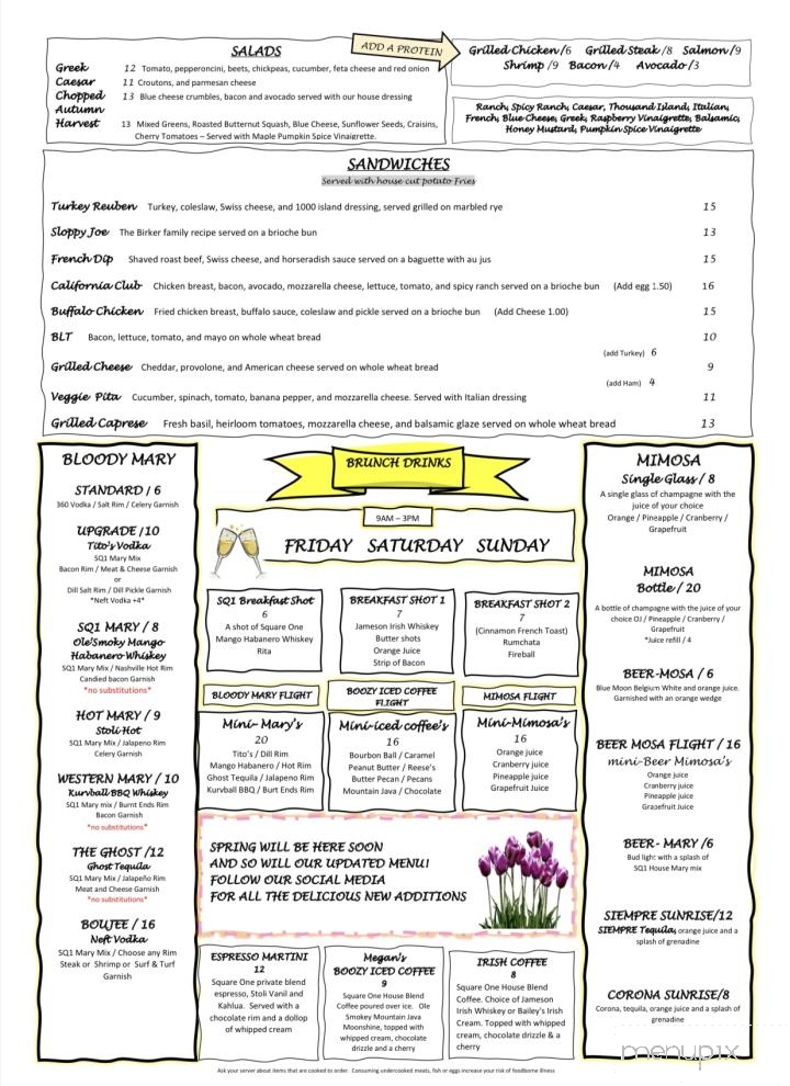 Square One Eats and Treats - Waterford Township, MI menu_pic