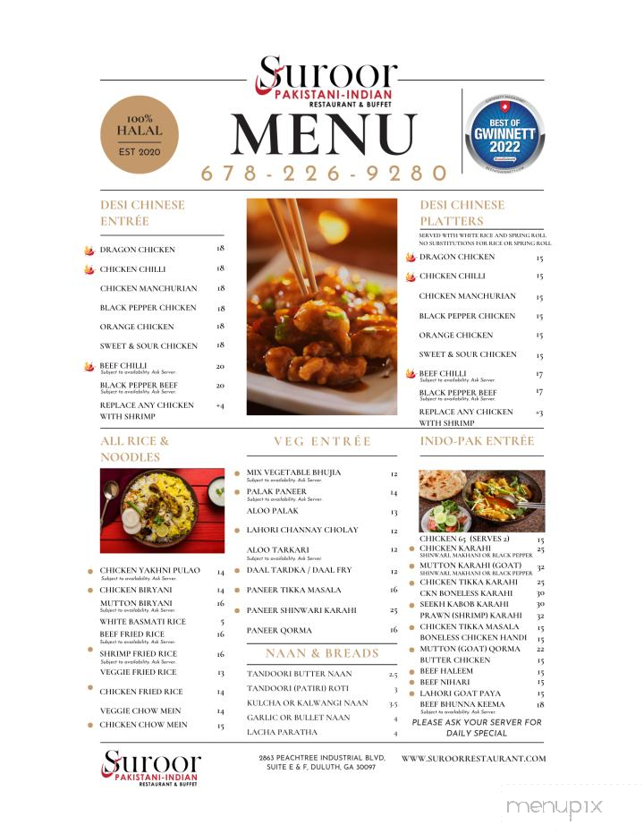 Suroor Pakistani & Indian Halal Restaurant - Duluth, GA menu_pic