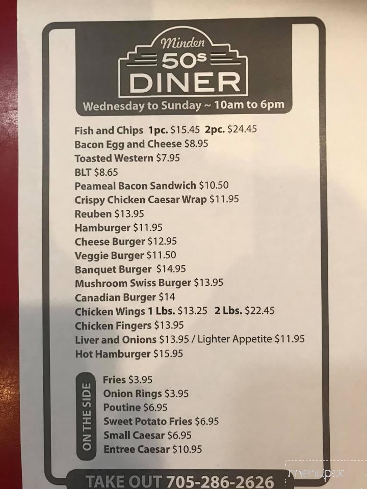 Minden 50s Diner - Minden, ON menu_pic