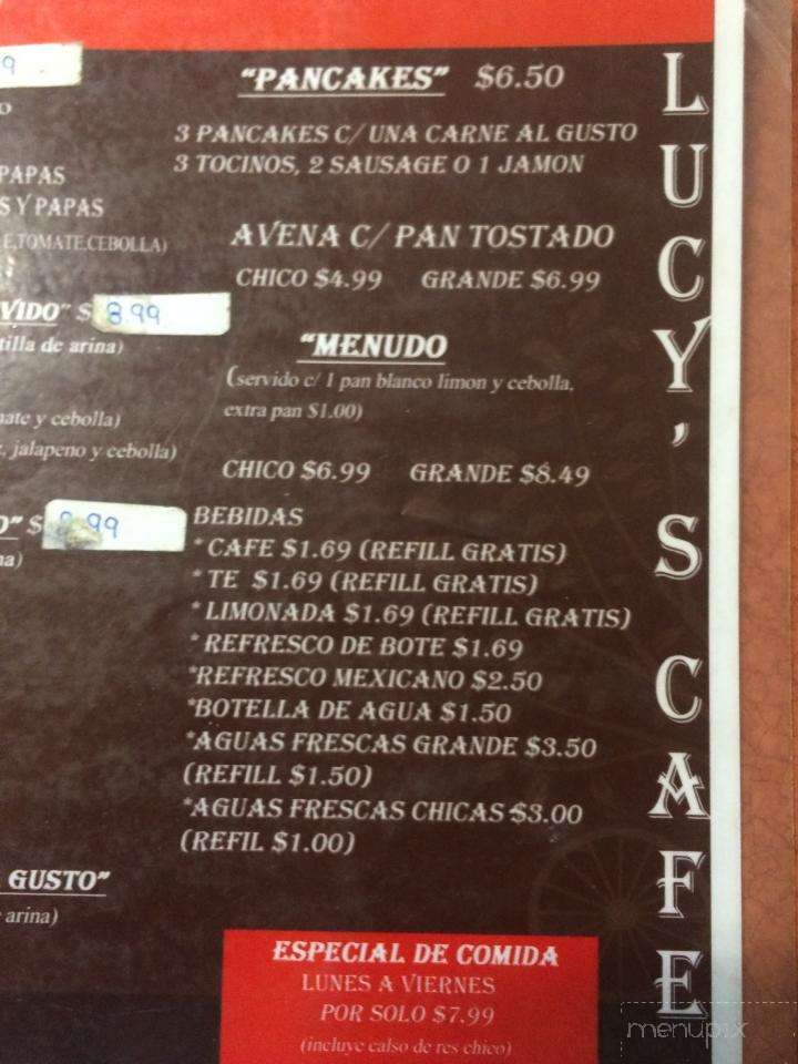 Lucy's Cafe - Odessa, TX menu_pic