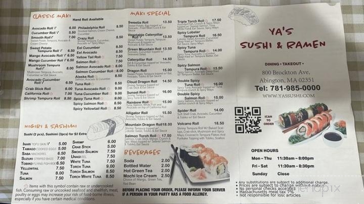 Ya’s Sushi And Ramen - Abington, MA