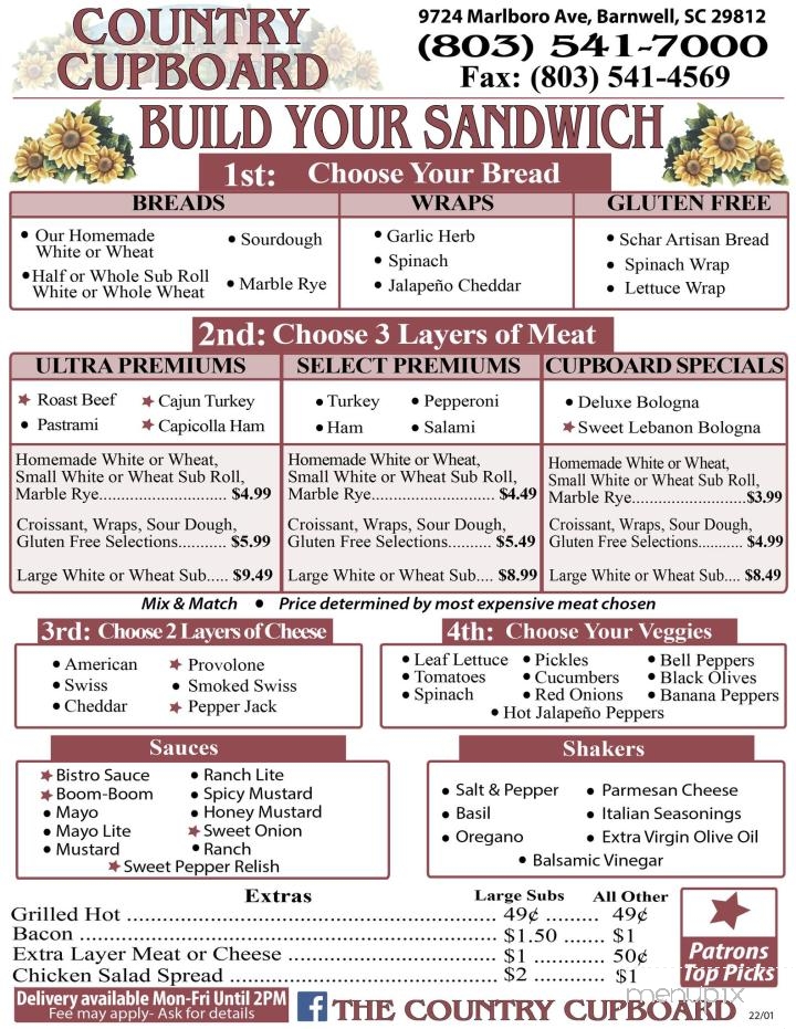 Country Cupboard Of Barnwell - Barnwell, SC menu_pic