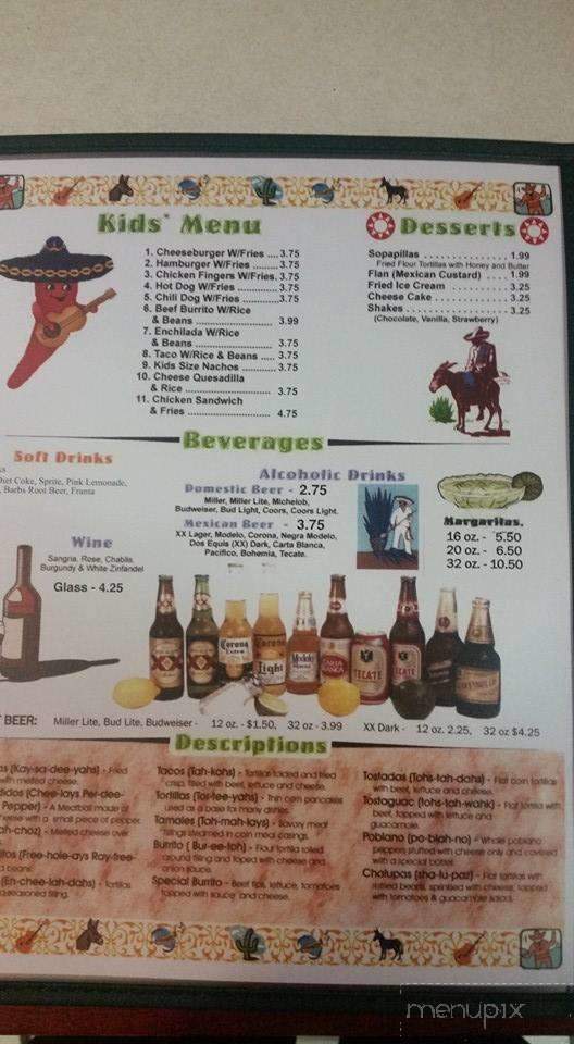 Cinco De Mayo - Carlisle, IN menu_pic