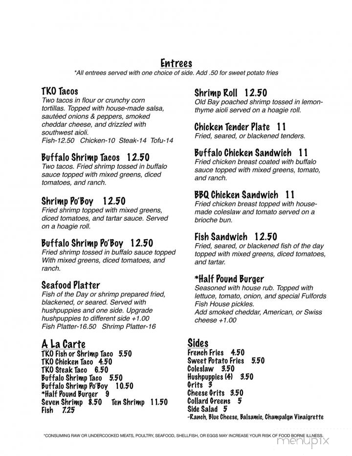 Fulfords Fish House - St Marys, GA menu_pic