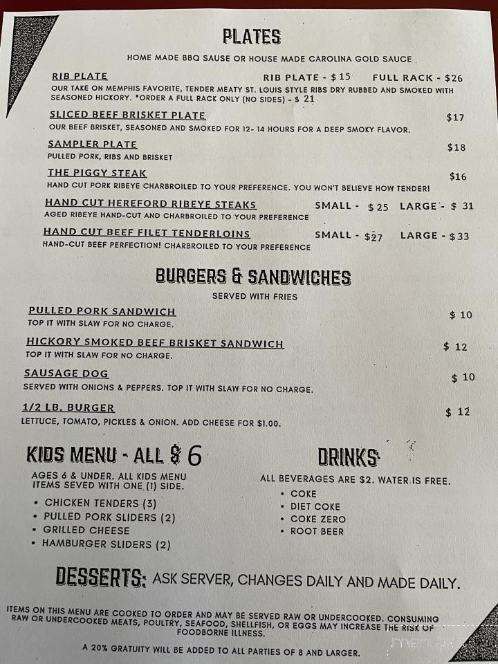 Up In Smoke BBQ and Steaks - Foxworth, MS menu_pic
