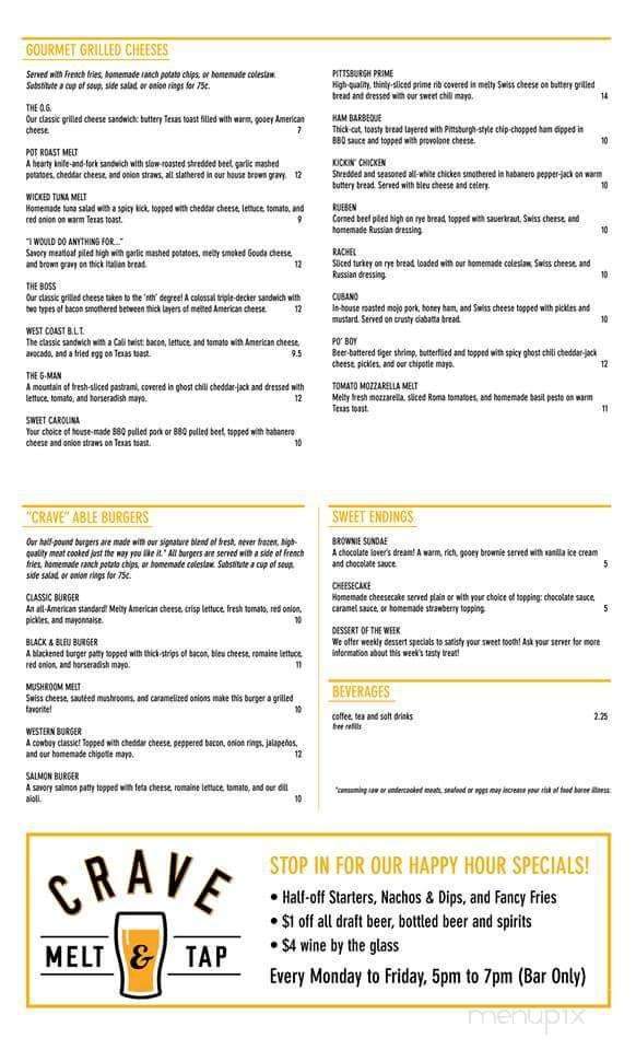 Crave Melt & Tap - Murrysville, PA menu_pic