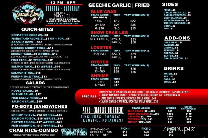 Geechie Garlic Crabs & Seafood - North Charleston, SC menu_pic