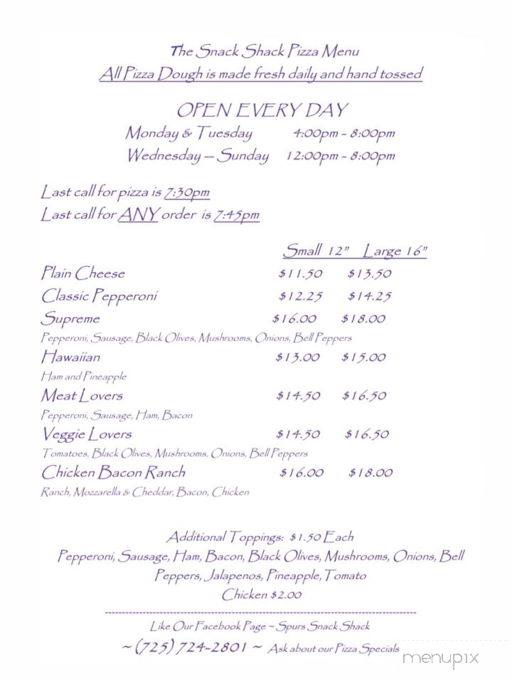 Idle Spurs Snack Shack - Jean, NV menu_pic