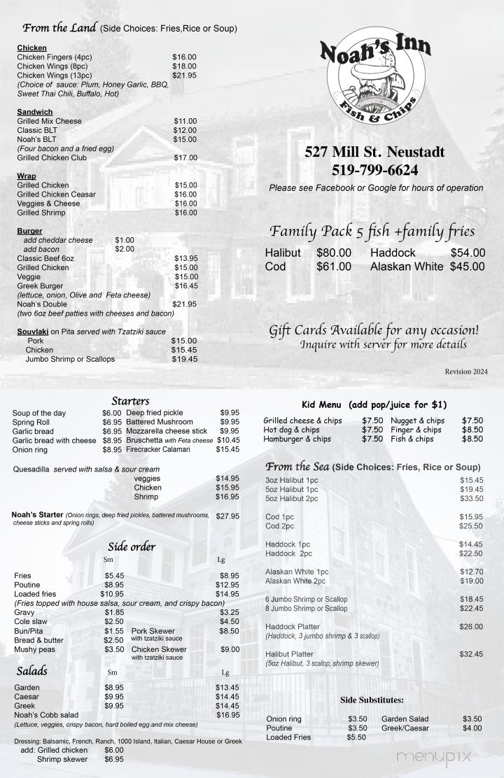 Noah’s Inn Fish & Chips - Neustadt, ON menu_pic