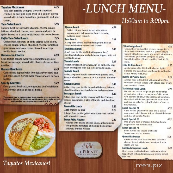 El Puente - Newport, AR menu_pic