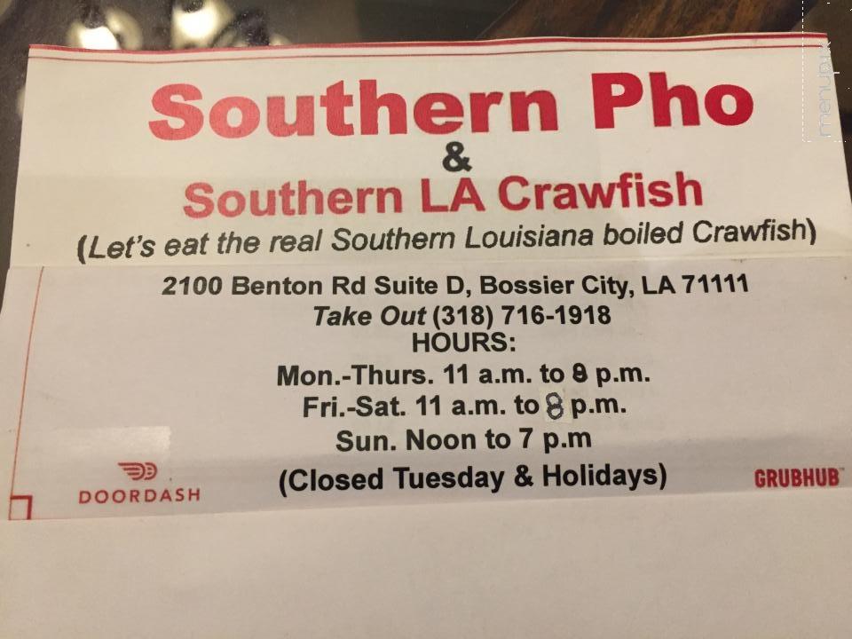 Southern Pho - Bossier City, LA menu_pic
