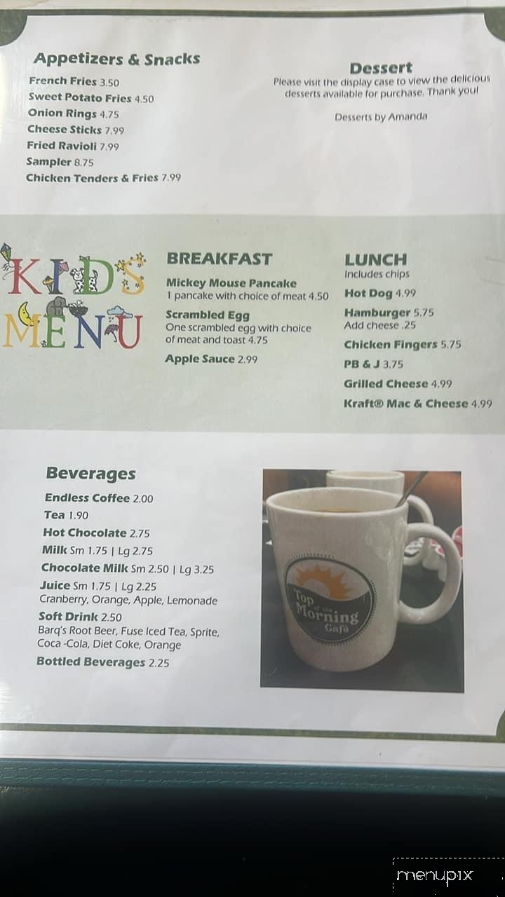 Top of the Morning Cafe - Utica, NY menu_pic