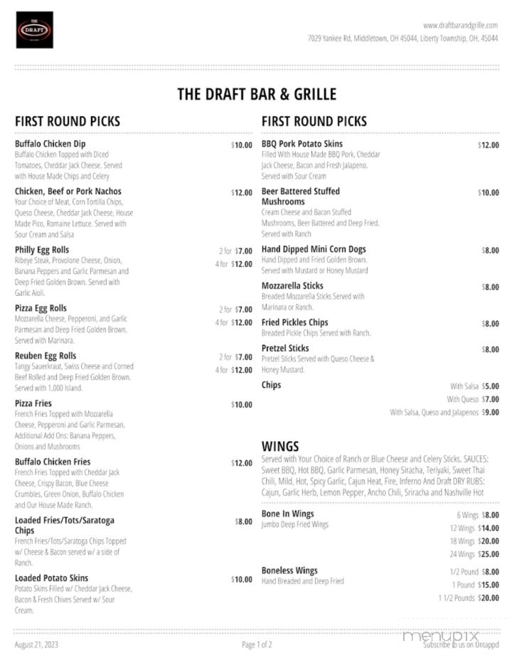 The Draft Bar and Grille - Liberty Township, OH