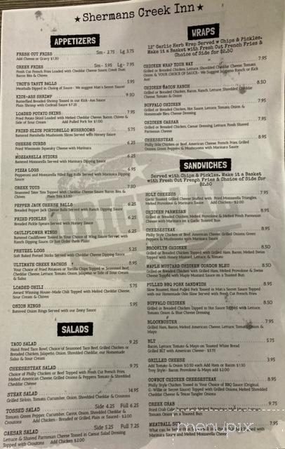 Shermans Creek Inn - Shermans Dale, PA menu_pic