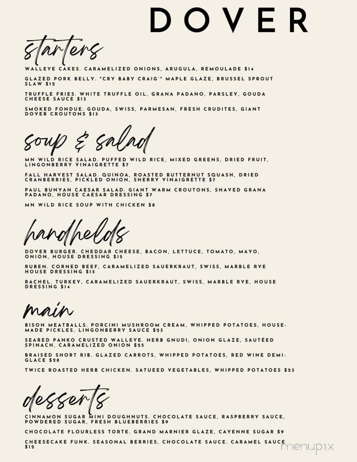 Dover Restaurant & Bar - Minneapolis, MN menu_pic