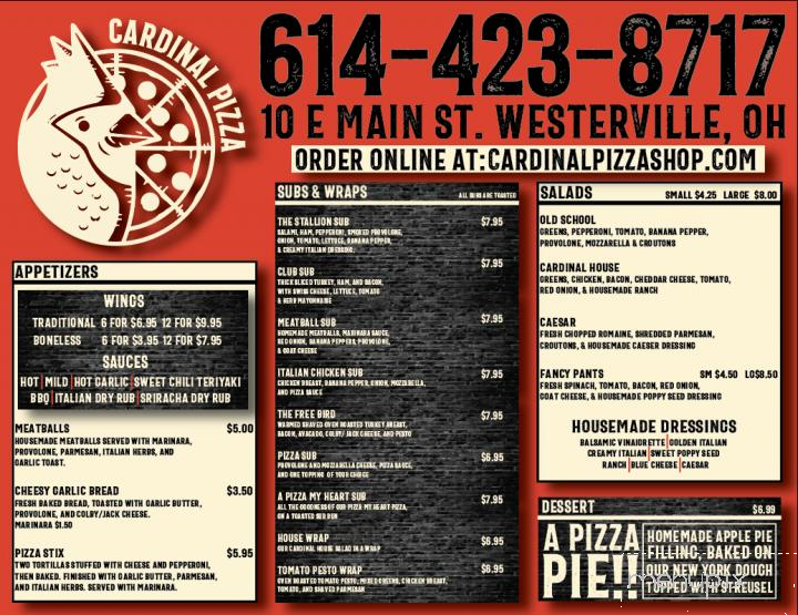 Cardinal Pizza - Westerville, OH menu_pic