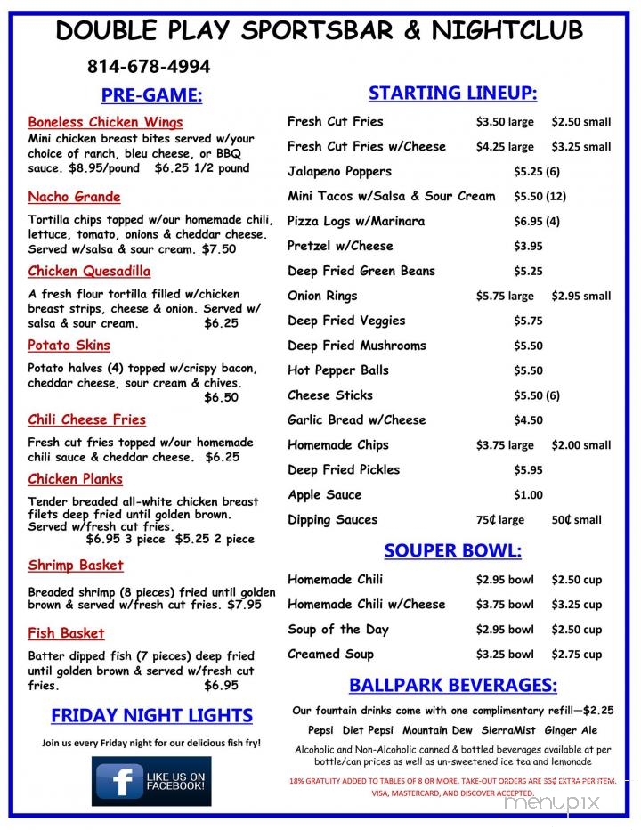 Double Play Sports Bar & Nightclub - Oil City, PA menu_pic