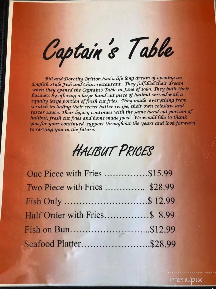 Captain's Table - Hastings, ON menu_pic