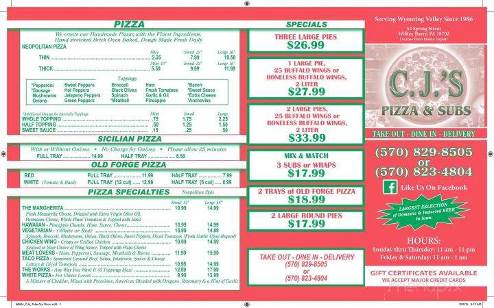 C J's Pizza & Subs - Wilkes Barre, PA menu_pic