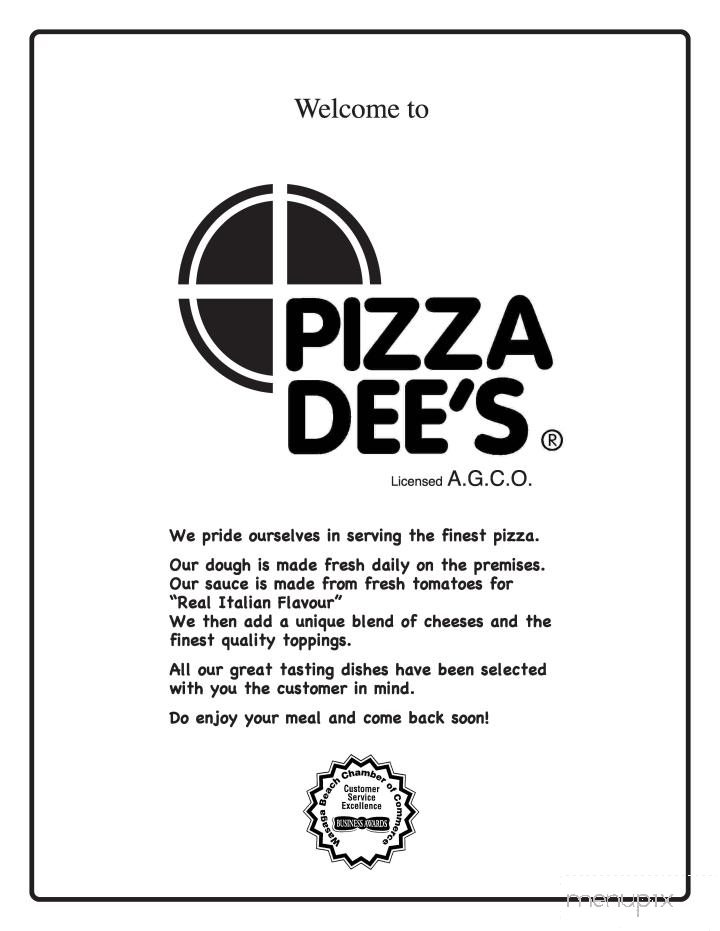 Pizza Dee's - Wasaga Beach, ON menu_pic