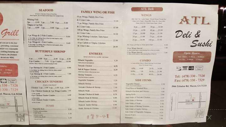 Atl Deli & Sushi - Macon, GA menu_pic