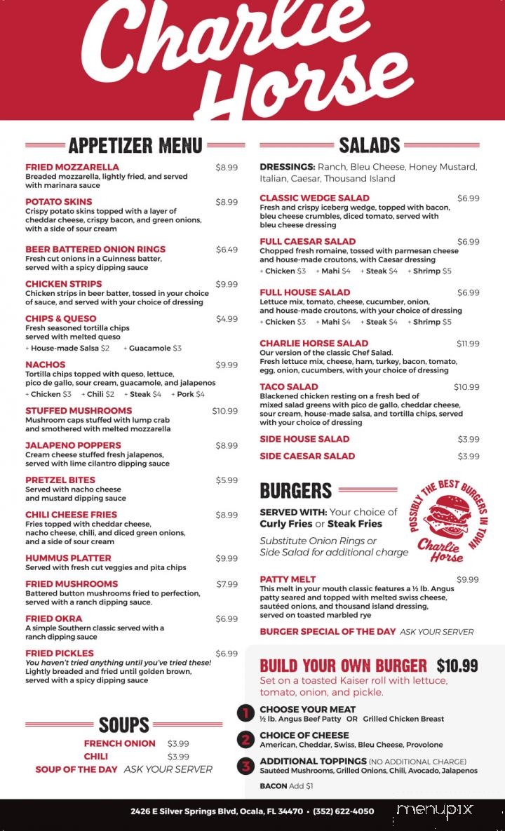 Charlie Horse Restaurant - Ocala, FL menu_pic