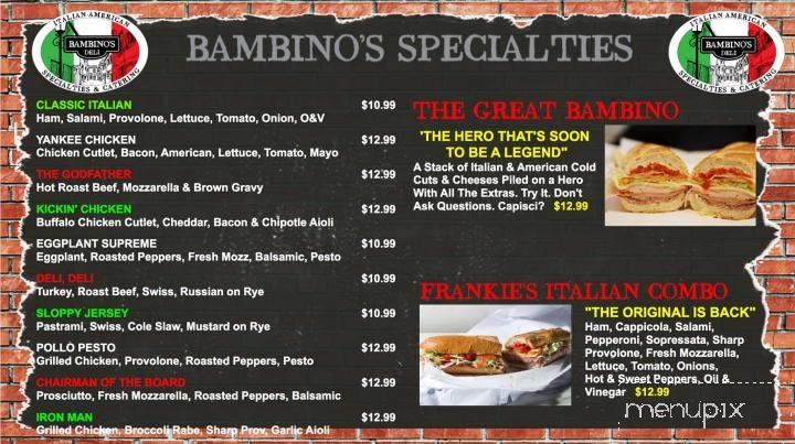 Bambino's Deli - New Milford, NJ menu_pic