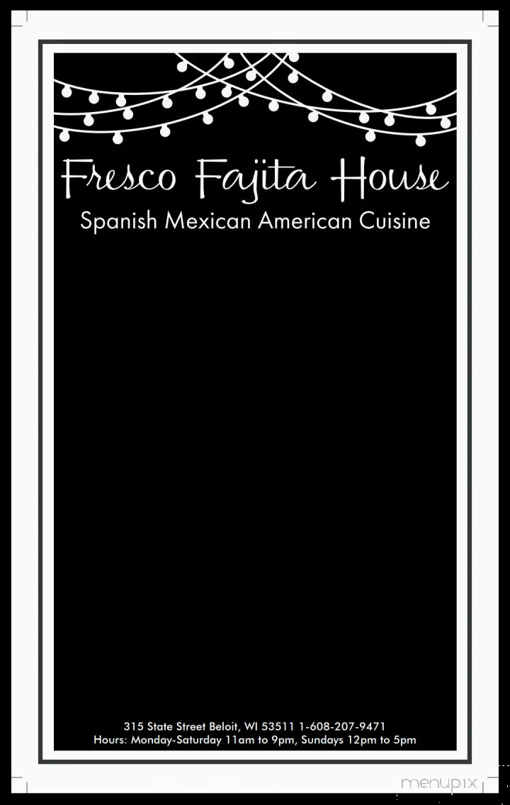 Fresco Fajita House - Beloit, WI menu_pic