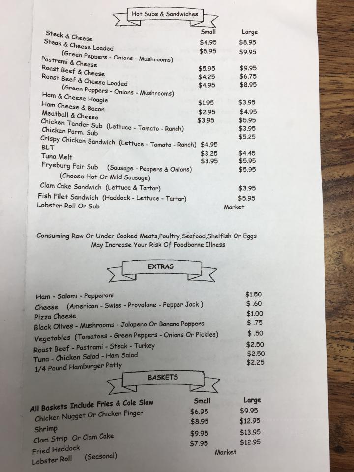 Minot Country Store - Minot, ME menu_pic