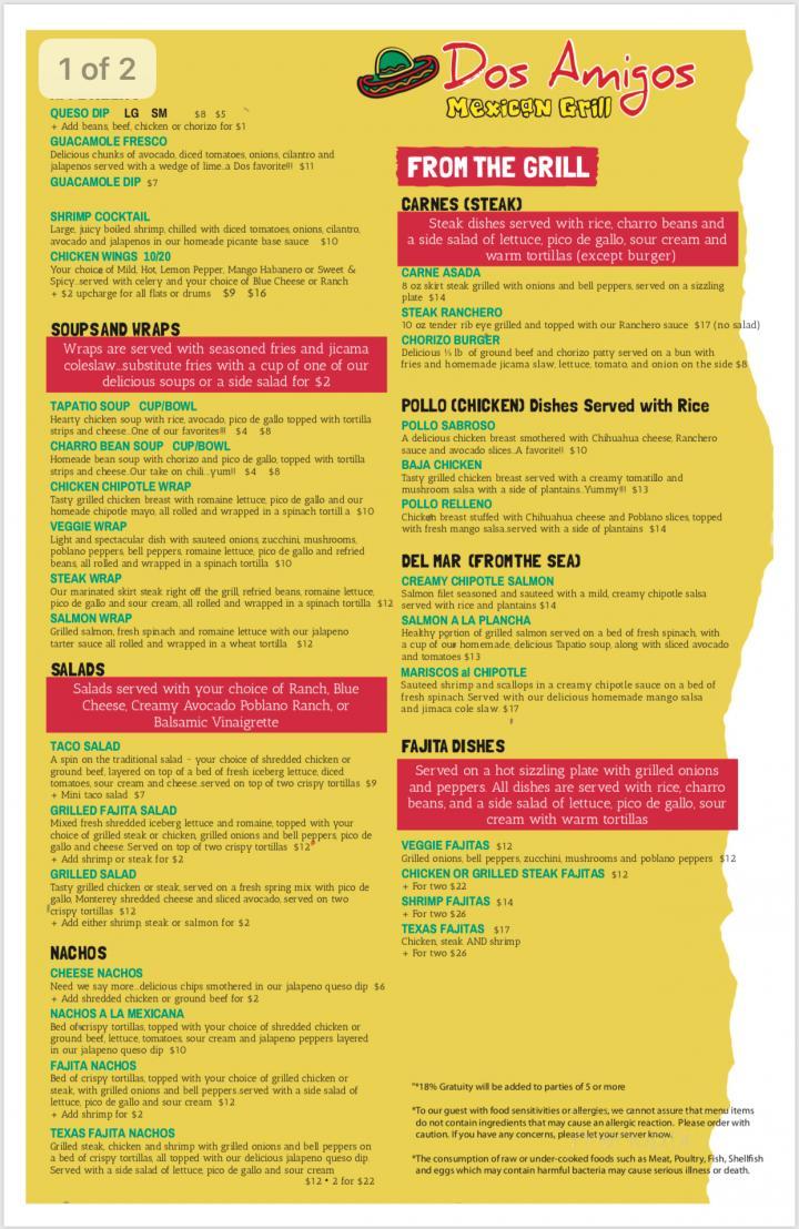 Dos Amigos - Madison, GA menu_pic