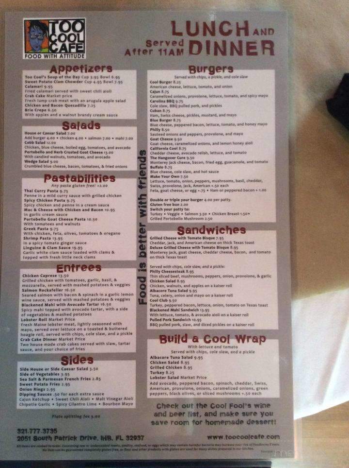 2 Cool Cafe - Indian Harbor Beach, FL menu_pic