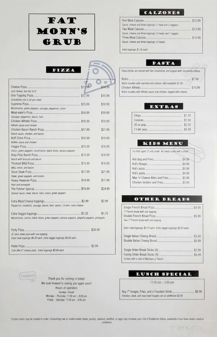 Fat Monn's Grub - Corry, PA menu_pic