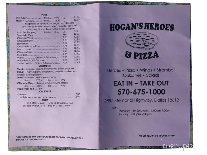 Hogan's Heroes & Pizza - Dallas, PA menu_pic