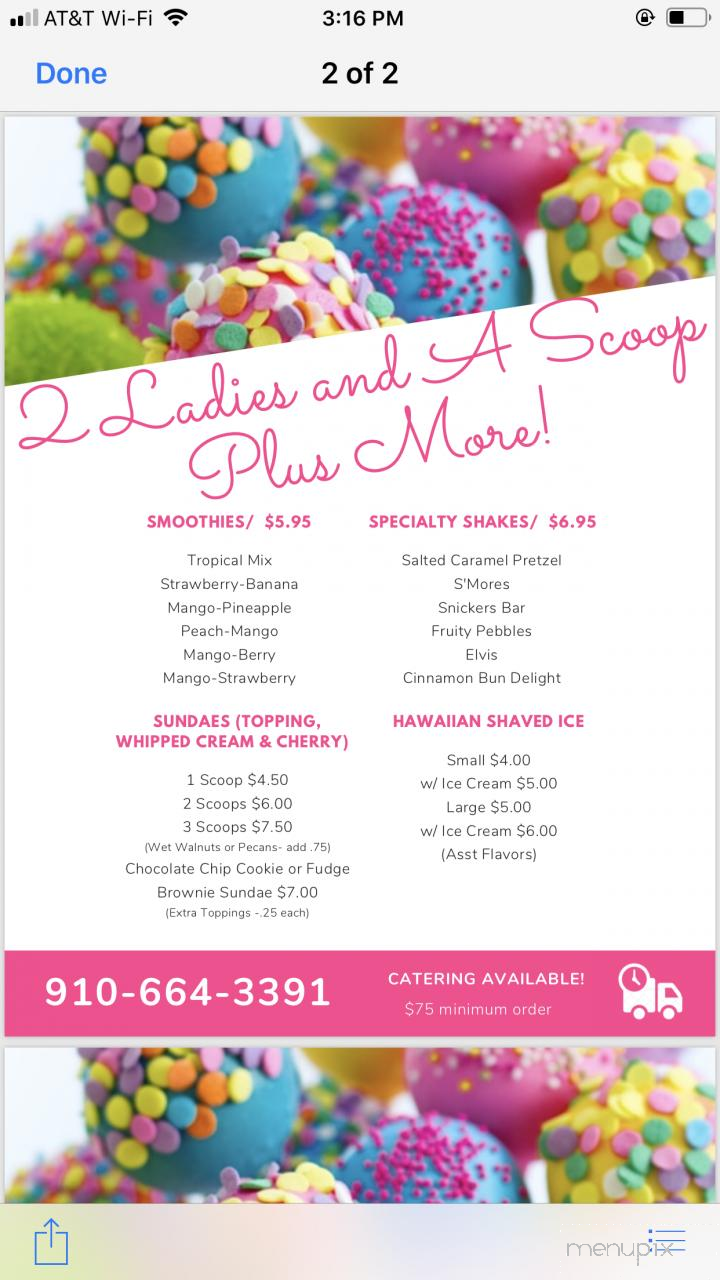 2 Ladies & A Scoop Plus More - Ocean Isle Beach, NC menu_pic
