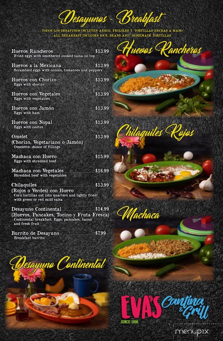 Eva's Cantina & Grill - Salinas, CA menu_pic