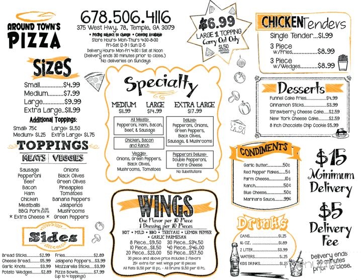 Around Towns Pizza - Temple, GA menu_pic