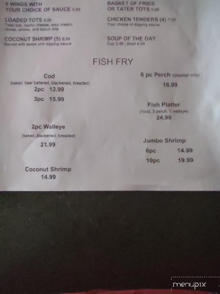 Shoreline Inn Bar & Grill - Woodruff, WI menu_pic